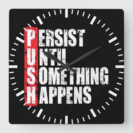 Fitness - fitness - gym Motivation - Push Vierkante Klok (Voorkant)