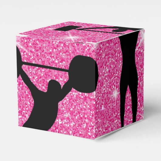 Fitness - fitnessout Gym Sport Roze glitter Bedankdoosjes (Voorkant Zijde)