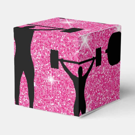 Fitness - fitnessout Gym Sport Roze glitter Bedankdoosjes (Achterkant)