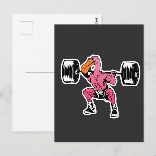 Fitness Flamingo Gewichtshoppeling Bodybuilder Spi Briefkaart (Voorkant / Achterkant)
