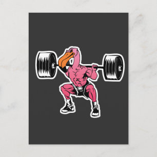Fitness Flamingo Gewichtshoppeling Bodybuilder Spi Briefkaart