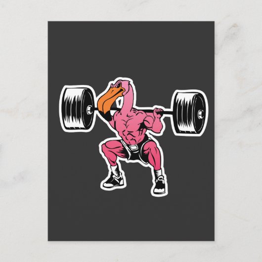 Fitness Flamingo Gewichtshoppeling Bodybuilder Spi Briefkaart (Voorkant)