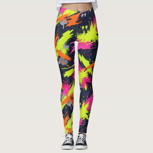Fitness Fluorescent Sinaasappel Electric Yellow Pi Leggings (Voorkant)