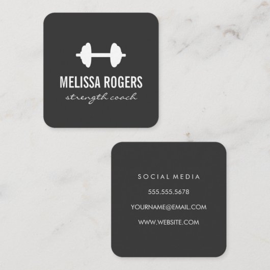 Fitness Gewicht Eenvoudig Grijs Vierkante Visitekaartje (Voorkant / Achterkant)
