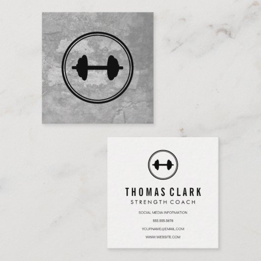 Fitness Gewicht grijze textuur Vierkante Visitekaartje (Voorkant / Achterkant)