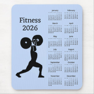 Fitness gewichtheffen 2026 kalender muismat
