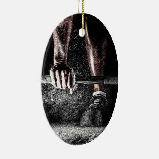 Fitness Gewichtheffen Gym Workout Keramisch Ornament (Rechts)