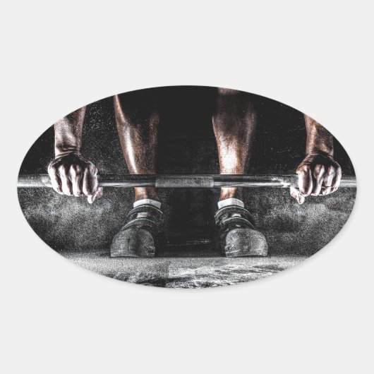 Fitness Gewichtheffen Gym Workout Ovale Sticker (Voorkant)