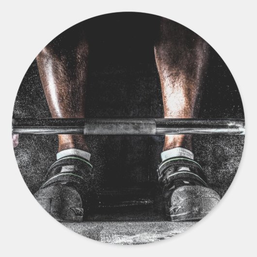 Fitness Gewichtheffen Gym Workout Ronde Sticker (Voorkant)