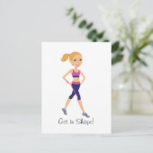 Fitness Girl Cartoon Briefkaart (Staand voorkant)