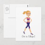 Fitness Girl Cartoon Briefkaart (Voorkant / Achterkant)