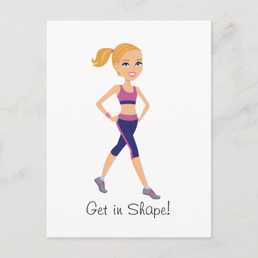 Fitness Girl Cartoon Briefkaart (Voorkant)