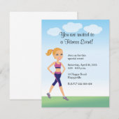 Fitness Girl Cartoon Kaart (Voorkant / Achterkant)