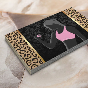 Fitness Girl Chic Leopard Print Personal Trainer Visitekaartje