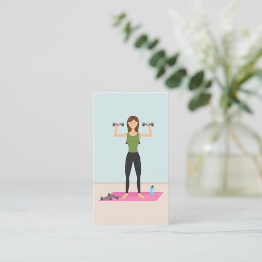 Fitness Girl Illustration Personal Trainer Visitekaartje (Staand voorkant)