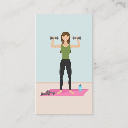 Fitness Girl Illustration Personal Trainer Visitekaartje (Voorkant)