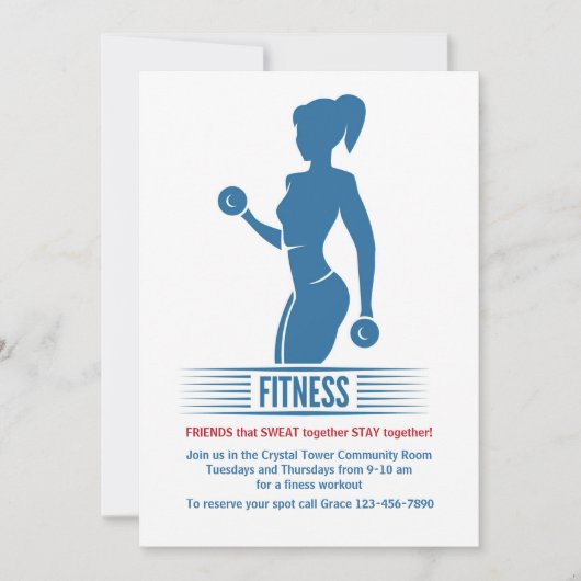 Fitness Girl Invitation Kaart (Voorkant)