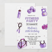 Fitness girl party invitation kaart (Voorkant / Achterkant)