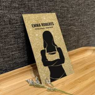 Fitness Girl Personal Trainer Gold Glitter Visitekaartje