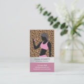 Fitness Girl Personal Trainer Leopard Print Modern Visitekaartje (Staand voorkant)