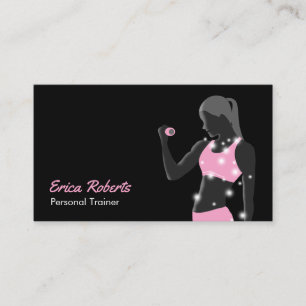 Fitness Girl Personal Trainer Modern Black & Roze Visitekaartje