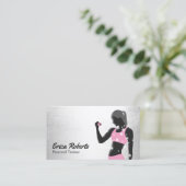 Fitness Girl Personal Trainer Modern Silver Visitekaartje (Staand voorkant)