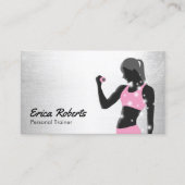Fitness Girl Personal Trainer Modern Silver Visitekaartje (Voorkant)