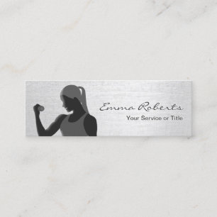 Fitness Girl Trainer Stylish Silver Mini Visitekaartje