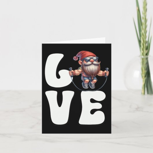 Fitness Gnome papa met overslaan touw houdt van ca Kaart (Voorkant)