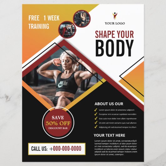Fitness / Gym Club Flyer Sjabloon (Voorkant)