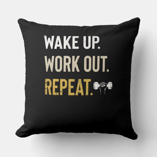 Fitness Gym Motivation Wake Up Work Out Repeteren Kussen (Voorkant)