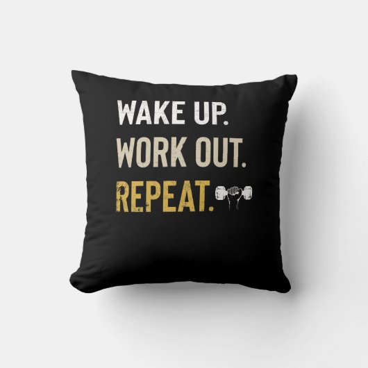 Fitness Gym Motivation Wake Up Work Out Repeteren Kussen (Voorkant)