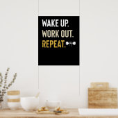 Fitness Gym Motivation Wake Up Work Out Repeteren Poster (Keuken)