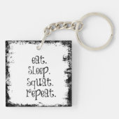 Fitness Gym Quote: Eat, Sleep, Squat Sleutelhanger (Achterkant)