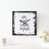 Fitness Gym Quote: Eat, Sleep, Squat Vierkante Klok (Huis)