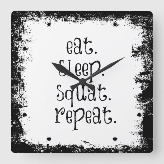 Fitness Gym Quote: Eat, Sleep, Squat Vierkante Klok (Voorkant)