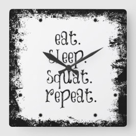 Fitness Gym Quote: Eat, Sleep, Squat Vierkante Klok