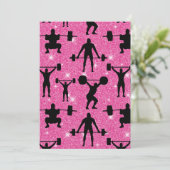 Fitness - gym sport roze glitter bedankkaart (Staand voorkant)
