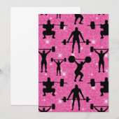 Fitness - gym sport roze glitter bedankkaart (Voorkant / Achterkant)