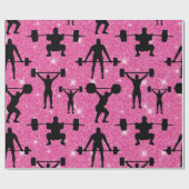 Fitness - gym sport roze glitter cadeaupapier (Vlak)