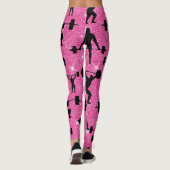Fitness - gym sport roze glitter leggings (Achterkant)