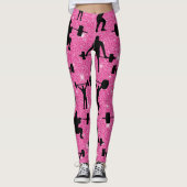 Fitness - gym sport roze glitter leggings (Voorkant)
