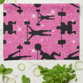 Fitness - gym sport roze glitter theedoek (Gevouwen)
