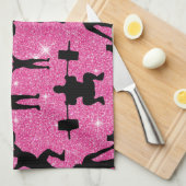 Fitness - gym sport roze glitter theedoek (Quarter Fold)