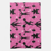 Fitness - gym sport roze glitter theedoek (Verticaal)