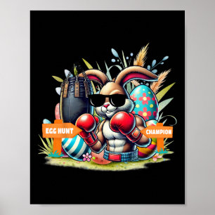 Fitness Gym Workout Egg Hunt Boksen Paashaas Poster