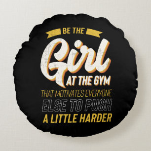 Fitness Gym Workout Motivation Womens Rond Kussen