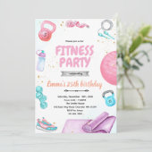 Fitness gymnastic party theme invitation kaart (Staand voorkant)