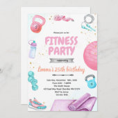 Fitness gymnastic party theme invitation kaart (Voorkant / Achterkant)