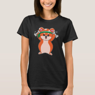 Fitness Hamster met sweatband barbell T-shirt